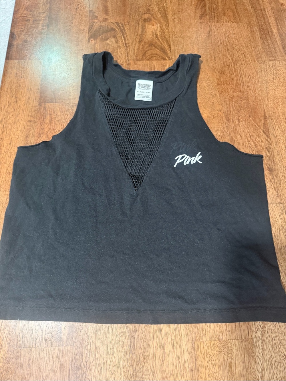 PINK Victoria's Secret Black Mesh V-Neck Tank